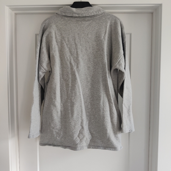 J. Crew Grey Oversized University Terry Cotton Half Zip Tunic w/ Pockets Medium - Picture 7 of 8